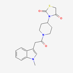 molecular formula C19H21N3O3S B2555811 3-(1-(2-(1-methyl-1H-indol-3-yl)acetyl)piperidin-4-yl)thiazolidine-2,4-dione CAS No. 1790201-59-0