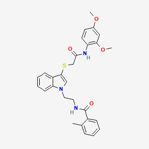 molecular formula C28H29N3O4S B2555816 N-(2-(3-((2-((2,4-Dimethoxyphenyl)amino)-2-oxoethyl)thio)-1H-indol-1-yl)ethyl)-2-methylbenzamid CAS No. 532970-55-1