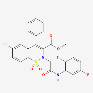 molecular formula C24H17ClF2N2O5S B2555817 methyl 6-chloro-2-(2-((2,5-difluorophenyl)amino)-2-oxoethyl)-4-phenyl-2H-benzo[e][1,2]thiazine-3-carboxylate 1,1-dioxide CAS No. 1114651-34-1