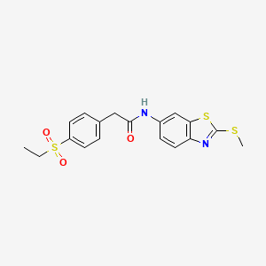 molecular formula C18H18N2O3S3 B2555821 2-(4-(乙基磺酰基)苯基)-N-(2-(甲硫基)苯并[d]噻唑-6-基)乙酰胺 CAS No. 919757-16-7