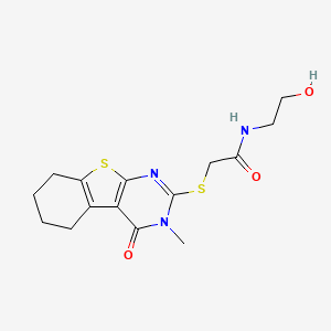 N-(2-hydroxyethyl)-2-[(3-methyl-4-oxo-5,6,7,8-tetrahydro-[1]benzothiolo[2,3-d]pyrimidin-2-yl)sulfanyl]acetamide