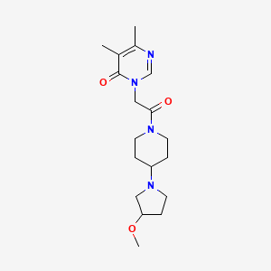 molecular formula C18H28N4O3 B2555826 3-(2-(4-(3-methoxypyrrolidin-1-yl)piperidin-1-yl)-2-oxoethyl)-5,6-dimethylpyrimidin-4(3H)-one CAS No. 2320143-94-8
