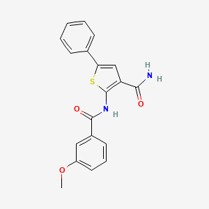 molecular formula C19H16N2O3S B2555829 2-(3-甲氧基苯甲酰胺)-5-苯基噻吩-3-甲酰胺 CAS No. 383379-99-5