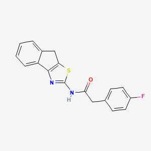 molecular formula C18H13FN2OS B2555832 2-(4-fluorophenyl)-N-(8H-indeno[1,2-d]thiazol-2-yl)acetamide CAS No. 923000-06-0