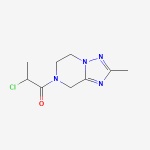 molecular formula C9H13ClN4O B2555836 2-Chloro-1-(2-methyl-6,8-dihydro-5H-[1,2,4]triazolo[1,5-a]pyrazin-7-yl)propan-1-one CAS No. 2411286-35-4