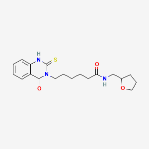 molecular formula C19H25N3O3S B2555839 N-(oxolan-2-ylmethyl)-6-(4-oxo-2-sulfanylidene-1H-quinazolin-3-yl)hexanamide CAS No. 422275-45-4