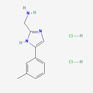 molecular formula C11H15Cl2N3 B2555840 (4-(m-Tolyl)-1H-imidazol-2-yl)methanamine dihydrochloride CAS No. 2193065-35-7