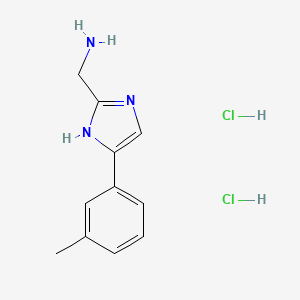 molecular formula C11H15Cl2N3 B2555840 二盐酸（4-(间甲苯基)-1H-咪唑-2-基）甲胺 CAS No. 2193065-35-7