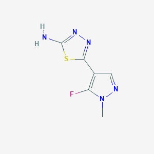 molecular formula C6H6FN5S B2555842 5-(5-Fluoro-1-methylpyrazol-4-yl)-1,3,4-thiadiazol-2-amine CAS No. 1946822-06-5