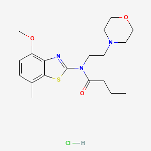 molecular formula C19H28ClN3O3S B2555844 N-(4-methoxy-7-methylbenzo[d]thiazol-2-yl)-N-(2-morpholinoethyl)butyramide hydrochloride CAS No. 1177972-07-4