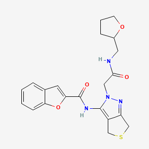 N-(2-(2-oxo-2-(((tetrahydrofuran-2-yl)methyl)amino)ethyl)-4,6-dihydro-2H-thieno[3,4-c]pyrazol-3-yl)benzofuran-2-carboxamide
