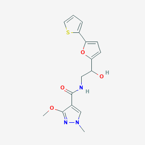 molecular formula C16H17N3O4S B2555850 N-[2-Hydroxy-2-(5-thiophen-2-ylfuran-2-yl)ethyl]-3-methoxy-1-methylpyrazole-4-carboxamide CAS No. 2309345-67-1