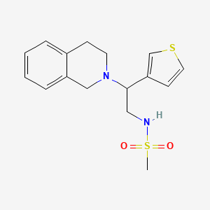 molecular formula C16H20N2O2S2 B2555852 N-(2-(3,4-dihydroisoquinolin-2(1H)-yl)-2-(thiophen-3-yl)ethyl)methanesulfonamide CAS No. 954599-95-2