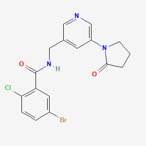 molecular formula C17H15BrClN3O2 B2555859 5-bromo-2-chloro-N-((5-(2-oxopyrrolidin-1-yl)pyridin-3-yl)methyl)benzamide CAS No. 2034585-44-7