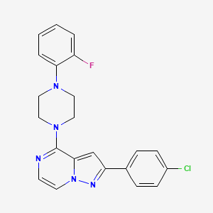 molecular formula C22H19ClFN5 B2555871 2-(4-Chlorophenyl)-4-[4-(2-fluorophenyl)piperazin-1-yl]pyrazolo[1,5-a]pyrazine CAS No. 1111417-84-5