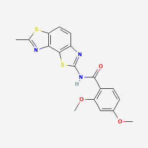 molecular formula C18H15N3O3S2 B2555882 2,4-dimethoxy-N-(7-methyl-[1,3]thiazolo[5,4-e][1,3]benzothiazol-2-yl)benzamide CAS No. 361482-07-7