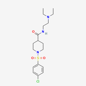 molecular formula C18H28ClN3O3S B2555883 1-((4-chlorophenyl)sulfonyl)-N-(2-(diethylamino)ethyl)piperidine-4-carboxamide CAS No. 326024-68-4