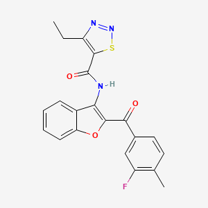 molecular formula C21H16FN3O3S B2555887 4-ethyl-N-(2-(3-fluoro-4-methylbenzoyl)benzofuran-3-yl)-1,2,3-thiadiazole-5-carboxamide CAS No. 899731-12-5