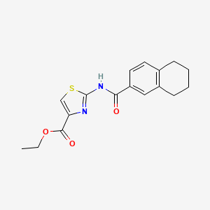 molecular formula C17H18N2O3S B2555890 Ethyl 2-(5,6,7,8-tetrahydronaphthalene-2-carboxamido)thiazole-4-carboxylate CAS No. 681168-73-0