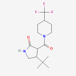 molecular formula C15H23F3N2O2 B2555891 4-Tert-Butyl-3-[4-(Trifluormethyl)piperidin-1-carbonyl]pyrrolidin-2-on CAS No. 2097920-28-8