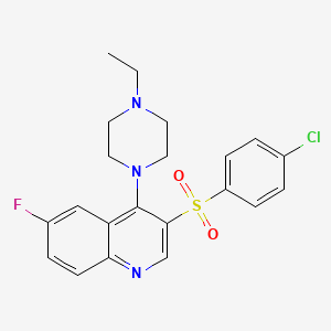 molecular formula C21H21ClFN3O2S B2555892 3-(4-Chlorophenyl)sulfonyl-4-(4-ethylpiperazin-1-yl)-6-fluoroquinoline CAS No. 866871-51-4