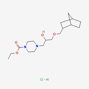 molecular formula C18H33ClN2O4 B2555897 ethyl 4-(3-((1R,4S)-bicyclo[2.2.1]heptan-2-ylmethoxy)-2-hydroxypropyl)piperazine-1-carboxylate hydrochloride CAS No. 1217821-71-0