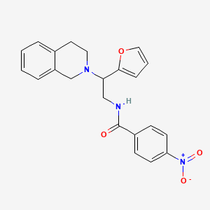 molecular formula C22H21N3O4 B2555898 N-(2-(3,4-dihydroisoquinolin-2(1H)-yl)-2-(furan-2-yl)ethyl)-4-nitrobenzamide CAS No. 898458-62-3