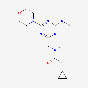 molecular formula C15H24N6O2 B2555903 2-cyclopropyl-N-((4-(dimethylamino)-6-morpholino-1,3,5-triazin-2-yl)methyl)acetamide CAS No. 2034551-09-0