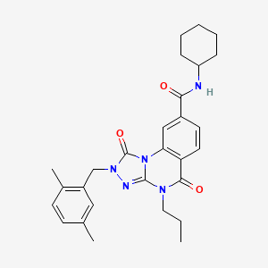molecular formula C28H33N5O3 B2555904 N-cyclohexyl-2-(2,5-dimethylbenzyl)-1,5-dioxo-4-propyl-1,2,4,5-tetrahydro-[1,2,4]triazolo[4,3-a]quinazoline-8-carboxamide CAS No. 1105212-29-0