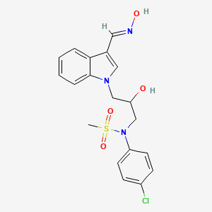 molecular formula C19H20ClN3O4S B2555909 (E)-N-(4-氯苯基)-N-(2-羟基-3-(3-((羟亚氨基)甲基)-1H-吲哚-1-基)丙基)甲磺酰胺 CAS No. 899353-66-3