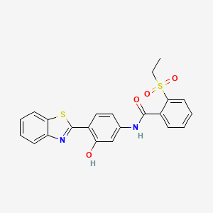 molecular formula C22H18N2O4S2 B2555910 N-(4-(benzo[d]thiazol-2-yl)-3-hydroxyphenyl)-2-(ethylsulfonyl)benzamide CAS No. 904827-96-9