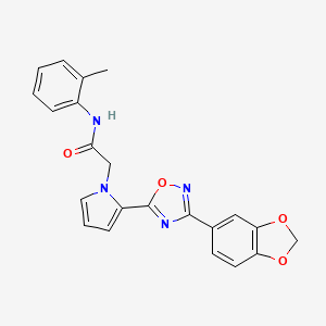 molecular formula C22H18N4O4 B2555911 2-{2-[3-(1,3-benzodioxol-5-yl)-1,2,4-oxadiazol-5-yl]-1H-pyrrol-1-yl}-N-(2-methylphenyl)acetamide CAS No. 1260934-02-8