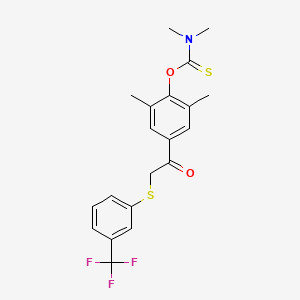 molecular formula C20H20F3NO2S2 B2555913 O-[2,6-dimethyl-4-(2-{[3-(trifluoromethyl)phenyl]sulfanyl}acetyl)phenyl] N,N-dimethylcarbamothioate CAS No. 344279-56-7