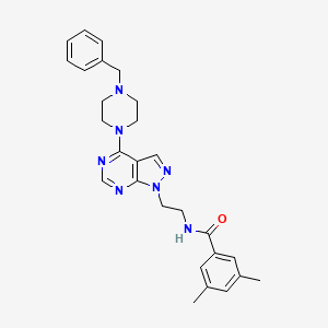 molecular formula C27H31N7O B2555920 N-(2-(4-(4-benzylpiperazin-1-yl)-1H-pyrazolo[3,4-d]pyrimidin-1-yl)ethyl)-3,5-dimethylbenzamide CAS No. 1021094-33-6