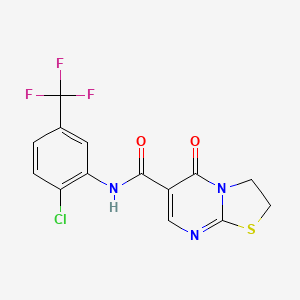 molecular formula C14H9ClF3N3O2S B2555924 N-(2-chloro-5-(trifluoromethyl)phenyl)-5-oxo-3,5-dihydro-2H-thiazolo[3,2-a]pyrimidine-6-carboxamide CAS No. 443329-84-8