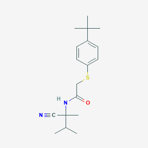 molecular formula C18H26N2OS B2555929 2-(4-tert-butylphenyl)sulfanyl-N-(2-cyano-3-methylbutan-2-yl)acetamide CAS No. 1096229-45-6