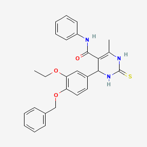 molecular formula C27H27N3O3S B2555931 4-(4-(benzyloxy)-3-ethoxyphenyl)-6-methyl-N-phenyl-2-thioxo-1,2,3,4-tetrahydropyrimidine-5-carboxamide CAS No. 394245-80-8