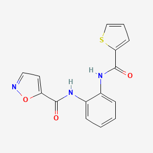 molecular formula C15H11N3O3S B2555935 N-(2-(thiophene-2-carboxamido)phenyl)isoxazole-5-carboxamide CAS No. 1207054-14-5