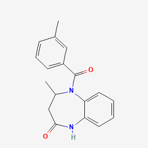 molecular formula C18H18N2O2 B2555954 4-metil-5-(3-metilbenzoil)-2,3,4,5-tetrahidro-1H-1,5-benzodiazepin-2-ona CAS No. 866156-59-4