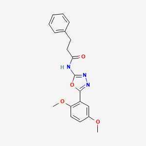 molecular formula C19H19N3O4 B2555955 N-(5-(2,5-dimethoxyphenyl)-1,3,4-oxadiazol-2-yl)-3-phenylpropanamide CAS No. 952841-48-4