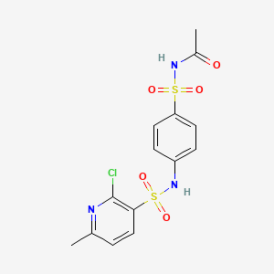 molecular formula C14H14ClN3O5S2 B2555959 N-[4-(2-chloro-6-methylpyridine-3-sulfonamido)benzenesulfonyl]acetamide CAS No. 1808904-73-5