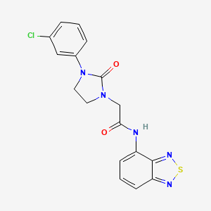 molecular formula C17H14ClN5O2S B2555968 N-(苯并[c][1,2,5]噻二唑-4-基)-2-(3-(3-氯苯基)-2-氧代咪唑烷-1-基)乙酰胺 CAS No. 1286704-47-9