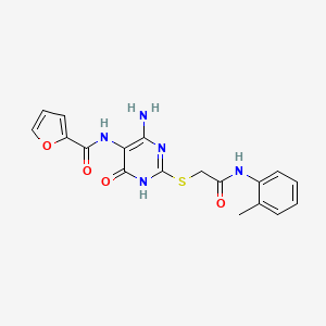 molecular formula C18H17N5O4S B2555980 N-(4-amino-6-oxo-2-((2-oxo-2-(o-tolylamino)ethyl)thio)-1,6-dihydropyrimidin-5-yl)furan-2-carboxamide CAS No. 868225-96-1