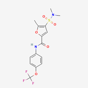 molecular formula C15H15F3N2O5S B2555981 4-(N,N-dimethylsulfamoyl)-5-methyl-N-(4-(trifluoromethoxy)phenyl)furan-2-carboxamide CAS No. 1207054-83-8