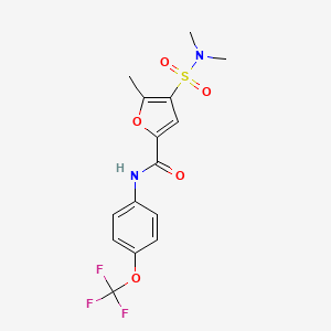 molecular formula C15H15F3N2O5S B2555981 4-(Dimethylsulfamoyl)-5-methyl-N-[4-(Trifluormethoxy)phenyl]furan-2-carboxamid CAS No. 1207054-83-8