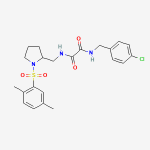 molecular formula C22H26ClN3O4S B2555984 N1-(4-chlorobenzyl)-N2-((1-((2,5-dimethylphenyl)sulfonyl)pyrrolidin-2-yl)methyl)oxalamide CAS No. 896284-42-7