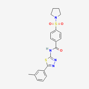 molecular formula C20H20N4O3S2 B2555987 4-(pyrrolidin-1-ylsulfonyl)-N-(5-(m-tolyl)-1,3,4-thiadiazol-2-yl)benzamide CAS No. 392241-46-2