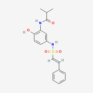 molecular formula C18H20N2O4S B2555988 N-[2-hydroxy-5-[[(E)-2-phenylethenyl]sulfonylamino]phenyl]-2-methylpropanamide CAS No. 1181463-60-4