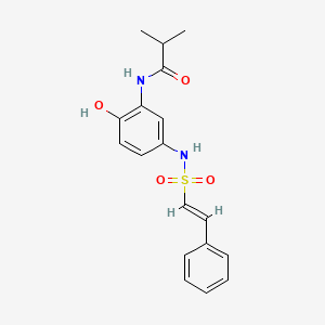 molecular formula C18H20N2O4S B2555988 N-[2-羟基-5-[[(E)-2-苯乙烯基]磺酰胺基]苯基]-2-甲基丙酰胺 CAS No. 1181463-60-4