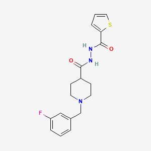 molecular formula C18H20FN3O2S B2555990 N'-{[1-(3-fluorobenzyl)-4-piperidinyl]carbonyl}-2-thiophenecarbohydrazide CAS No. 478078-98-7